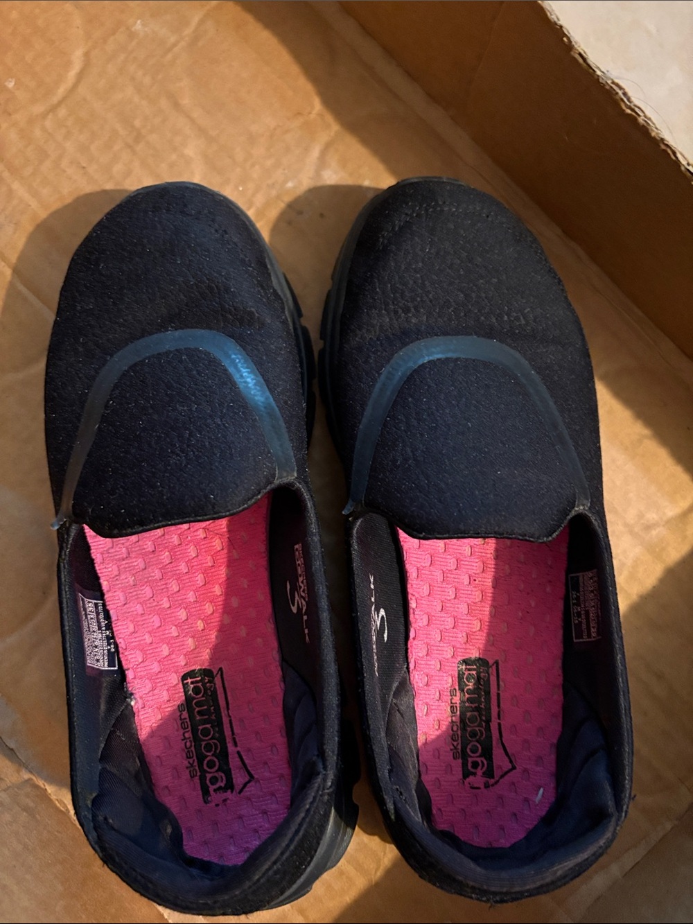 Skechers Black Slip-On Sneakers with Pink Insole